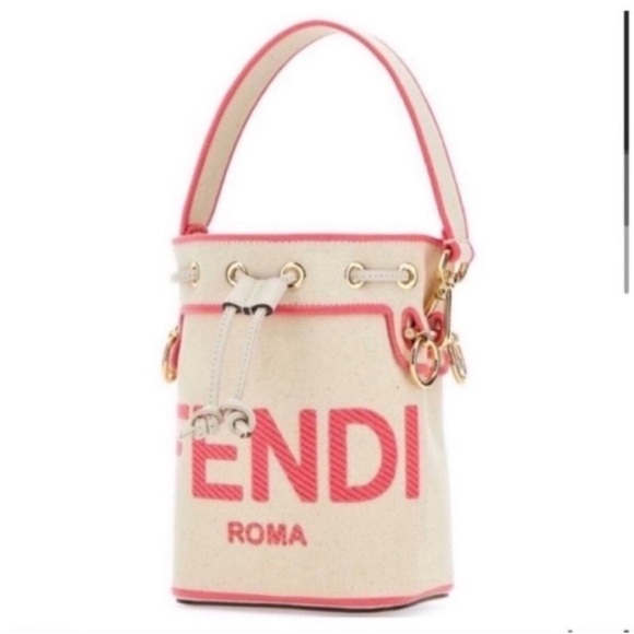 Fendi Women Sand Canvas Mini Mon Tresor Bucket Bag NWT - Picture 2 of 8